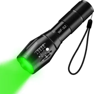 WINDFIRE Green Light for Hunting, Green Light Single Mode Flashlight, Zoomable Hog Coyote Varmint Light Predator Light Green Light Torch for Fifle Fishing Hunting Observation, Medium, A100-GN