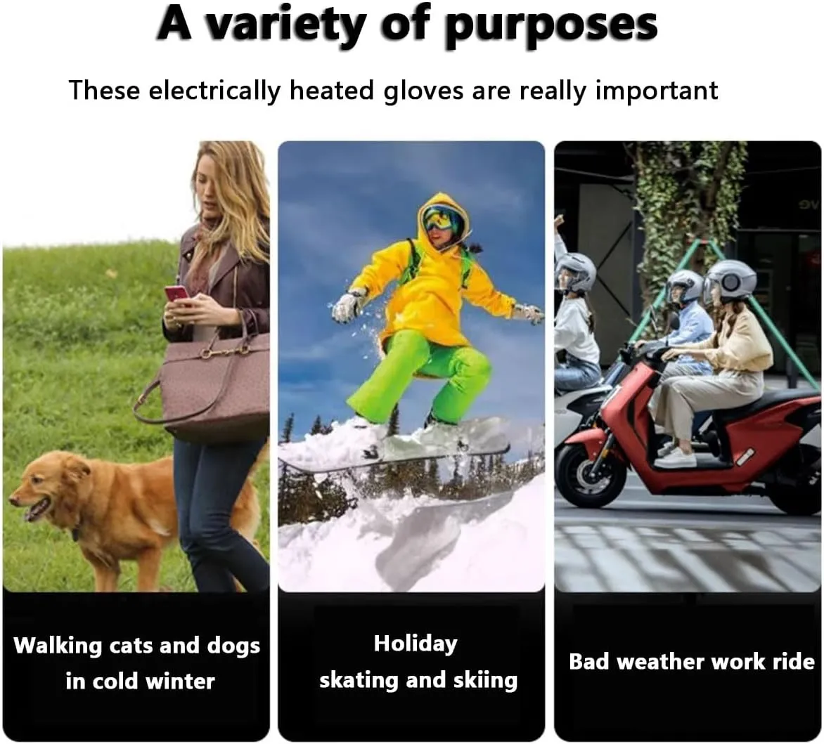Winter Warm Heated Glove for Men Women, Skiing Hiking Fishing Hunting Riding Electric Heated Gloves, Touchscreen Rechargeable Battery Powered Heating Gloves-3 Temperature Setting Levels-5000mA||X-L