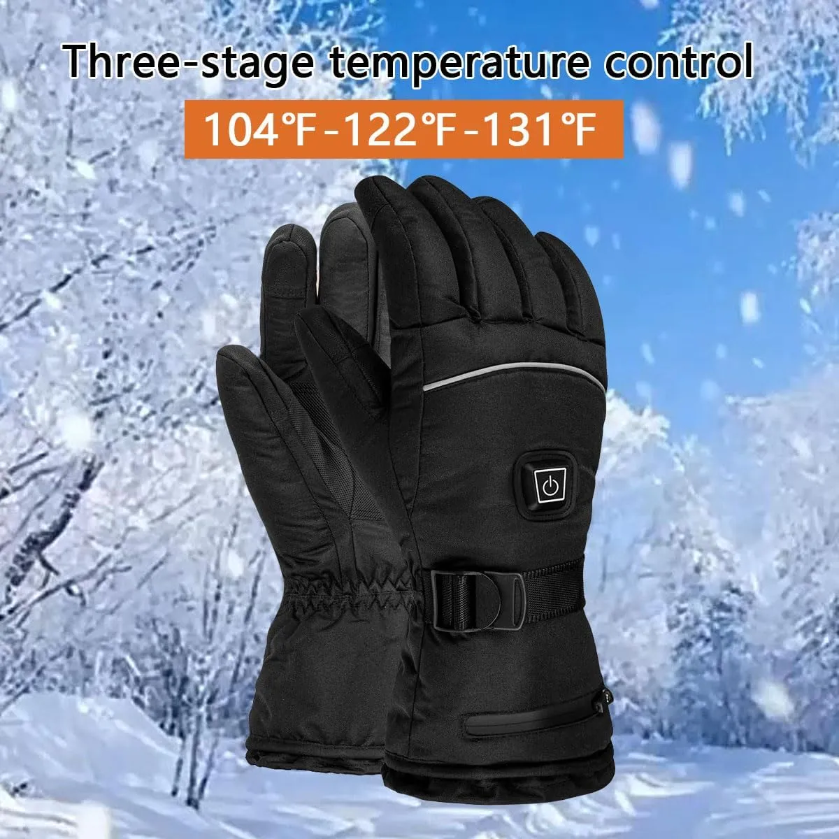Winter Warm Heated Glove for Men Women, Skiing Hiking Fishing Hunting Riding Electric Heated Gloves, Touchscreen Rechargeable Battery Powered Heating Gloves-3 Temperature Setting Levels-5000mA||X-L