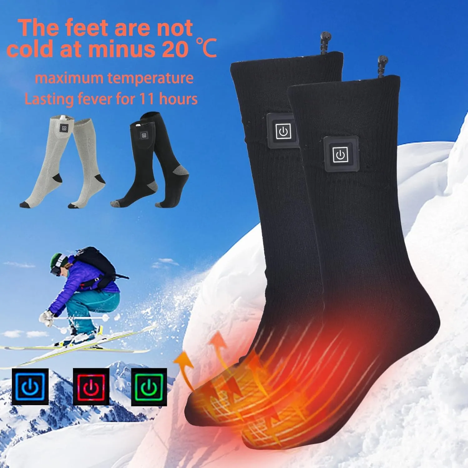 Winter Warm Socks for Men Women Warm Thermal Electric Heating Socks Outdoor Cotton Sport Ski Socks No Batteries