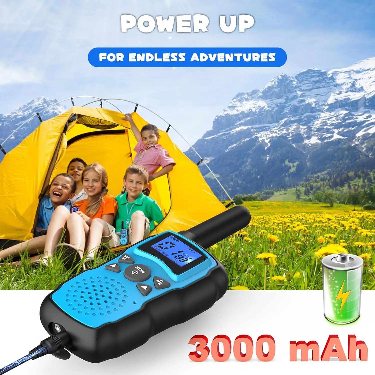 Wishouse Walkie Talkies for Kids Adult Long Range Rechargeable 3 Pack,Boy Wearable Walky Talky Set 2 Way Radio with USB Charger Battery,Camping Games Toy Birthday Xmas Gift for Girl Children Family