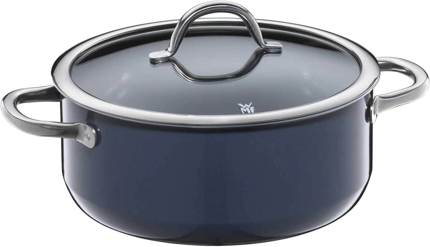WMF Fusiontec Inspire Large Cooking Pot 24 cm Glass Lid Stewing Pot Induction 4.4 L High-Tech Ceramic Scratch-Resistant Uncoated Dark Blue Made in Germany