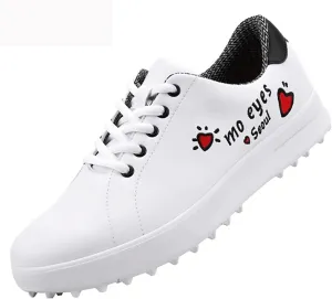 Women Golf Shoes, Golf Shoes, Ladies Waterproof Shoes, Korean Style All-Match White Shoes, Soft and Breathable (Color : White, Size : 5)