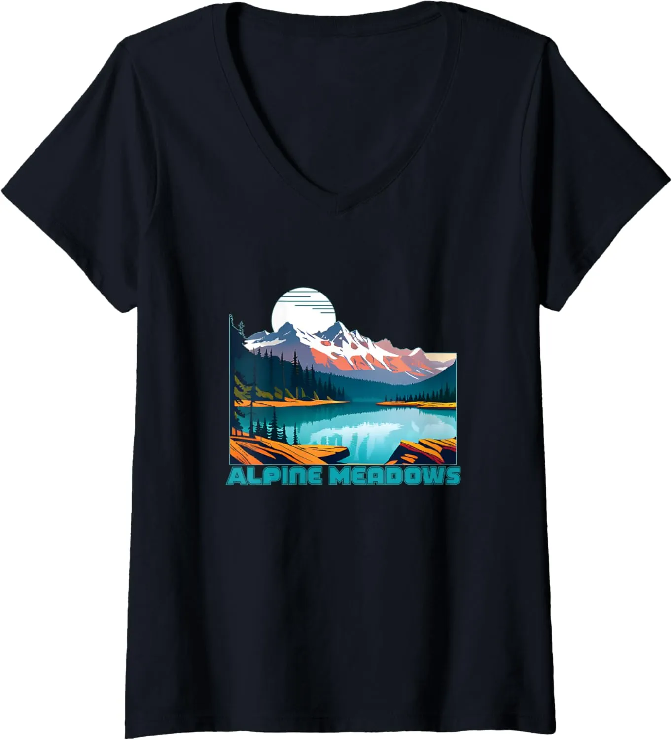 Womens Alpine Meadows Souvenir Apparel Retro Vintage Alpine Meadows V-Neck T-Shirt