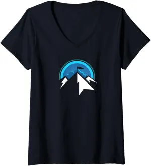 Womens ALPINE SUNRISE MOUNTAIN CLIMBING LIFE V-Neck T-Shirt