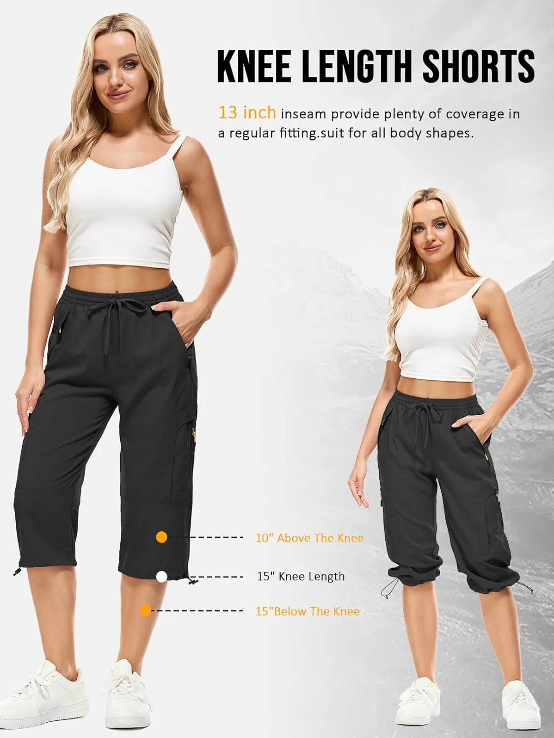 Women's Cargo Capris Pants Casual Hiking Pants Lightweight Quick Dry Travel Summer Pants for Women