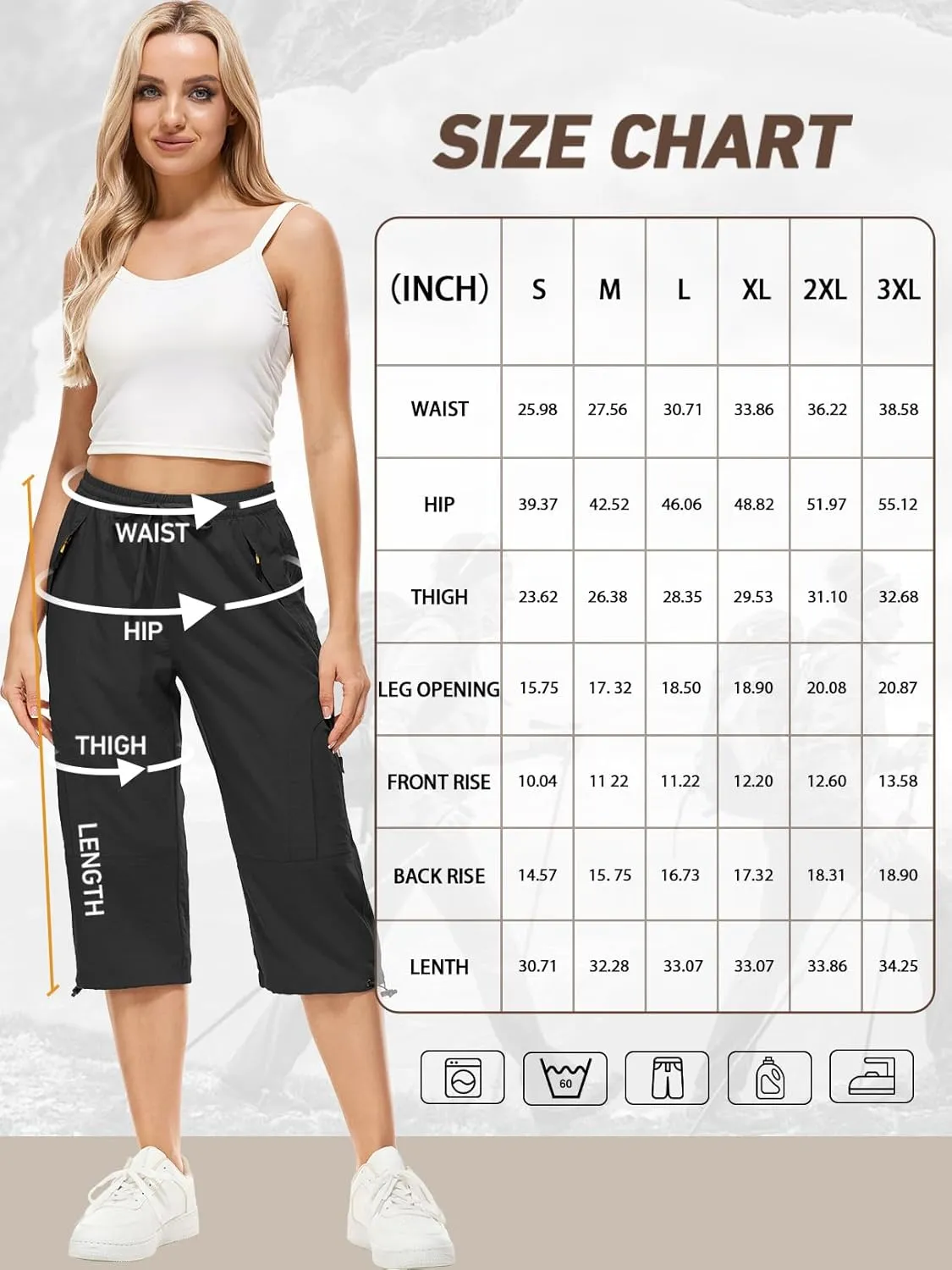 Women's Cargo Capris Pants Casual Hiking Pants Lightweight Quick Dry Travel Summer Pants for Women