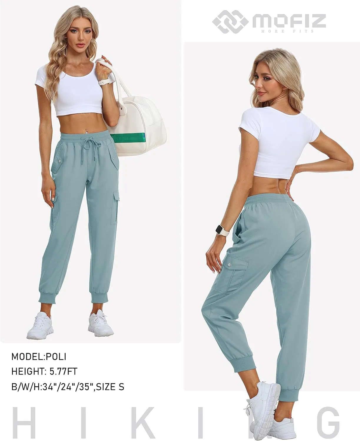Women's Cargo Pants Joggers Elastic Waist