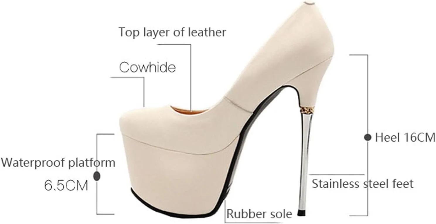 Women's High Heels Shoes Classic Platform Stiletto Ladies Round Toe Slip on Pumps Suitable for Fashion Catwalk