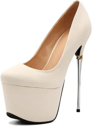 Women's High Heels Shoes Classic Platform Stiletto Ladies Round Toe Slip on Pumps Suitable for Fashion Catwalk