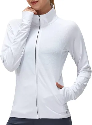 Women's UPF 50  UV Sun Protection Clothing Long Sleeve Athletic Hiking Shirts Lightweight SPF Zip Up Outdoor Jacket