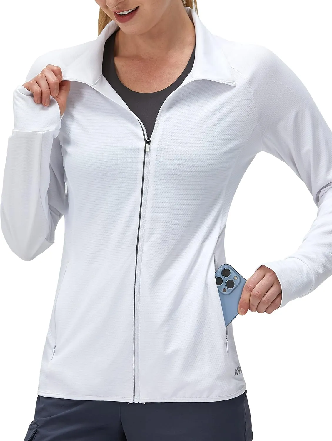 Women's UPF 50  UV Sun Protection Clothing Long Sleeve Athletic Hiking Shirts Lightweight SPF Zip Up Outdoor Jacket
