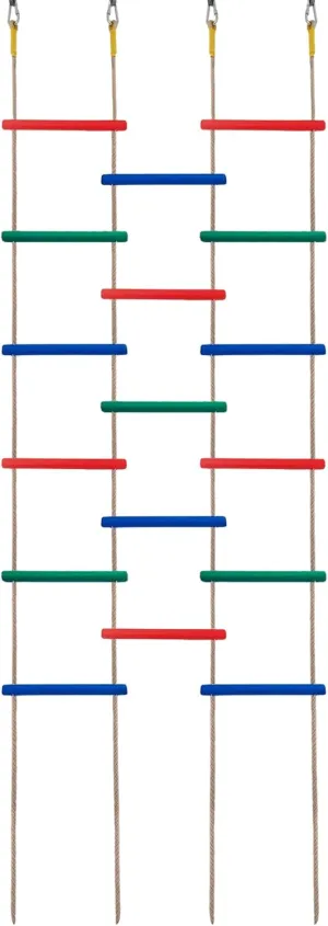 Wooden Climbing Rope Ladder for Kids: 6 - Foot - Long, 14 - inch - Wide, Sturdy, Durable, for Indoor/Outdoor Use, Good for Health, a Fantastic Gift (Three Multicolored Sets)