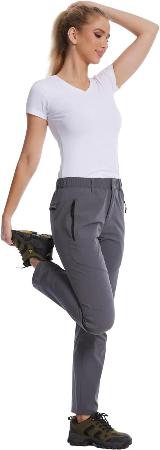 WORK IDEA Women's Hiking Pants Outdoor Water-Resistant Quick Dry Flex Travel Pants Lightweight