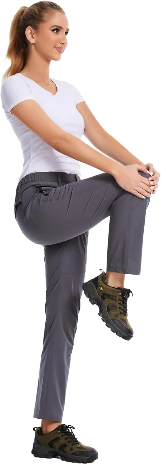WORK IDEA Women's Hiking Pants Outdoor Water-Resistant Quick Dry Flex Travel Pants Lightweight