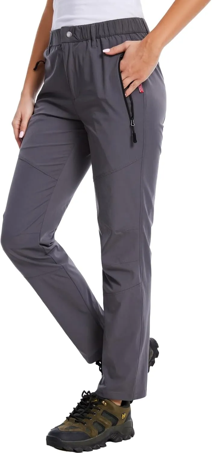 WORK IDEA Women's Hiking Pants Outdoor Water-Resistant Quick Dry Flex Travel Pants Lightweight