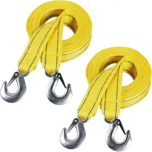 WSSROGY 2 Pack Tow Straps Rope Heavy Duty with Hooks for Vehicle Emergency Recovery (13'x1.8 Max 10,000lbs Break Strength)