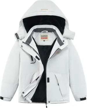 WULFUL Girl's Waterproof Ski Jacket Warm Fleece Hooded Winter Snow Coat