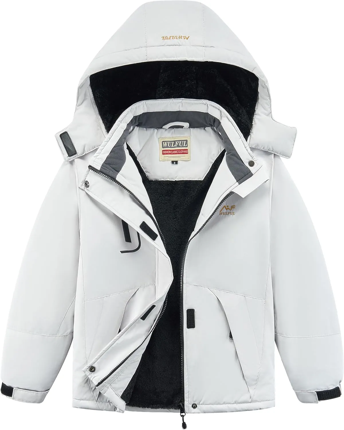 WULFUL Girl's Waterproof Ski Jacket Warm Fleece Hooded Winter Snow Coat