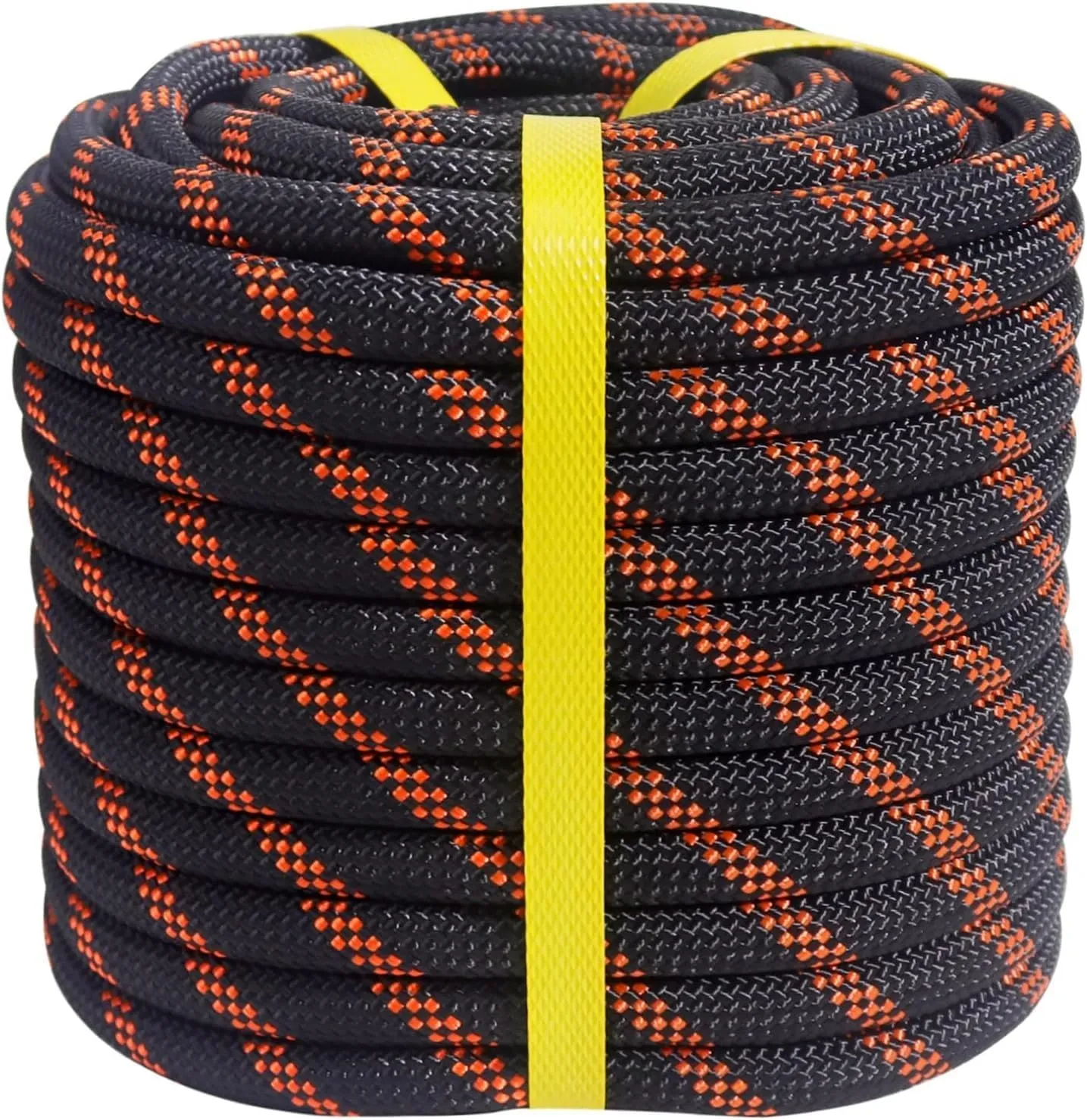 X XBEN Braided Polyester Arborist Rope 3/8 inch X 120ft, 48 Strands, 3430 LBS Breaking Strength Outdoor Ropes, Arborist Rigging Code for Rock Hiking Camping Swing Tree Rescue,Black
