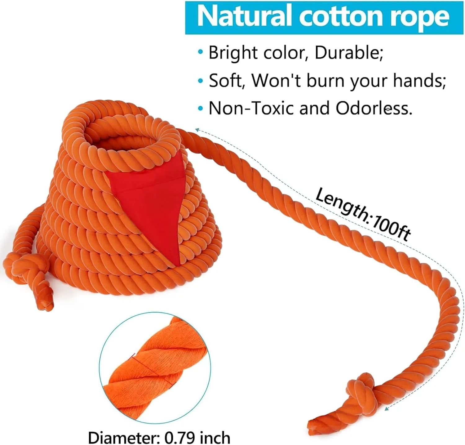 X XBEN Tug of War Rope with Flag for Kids 20FT, Teens and Adults, Soft Cotton Rope Games for Team Building Activities, Family Reunion, Birthday Party