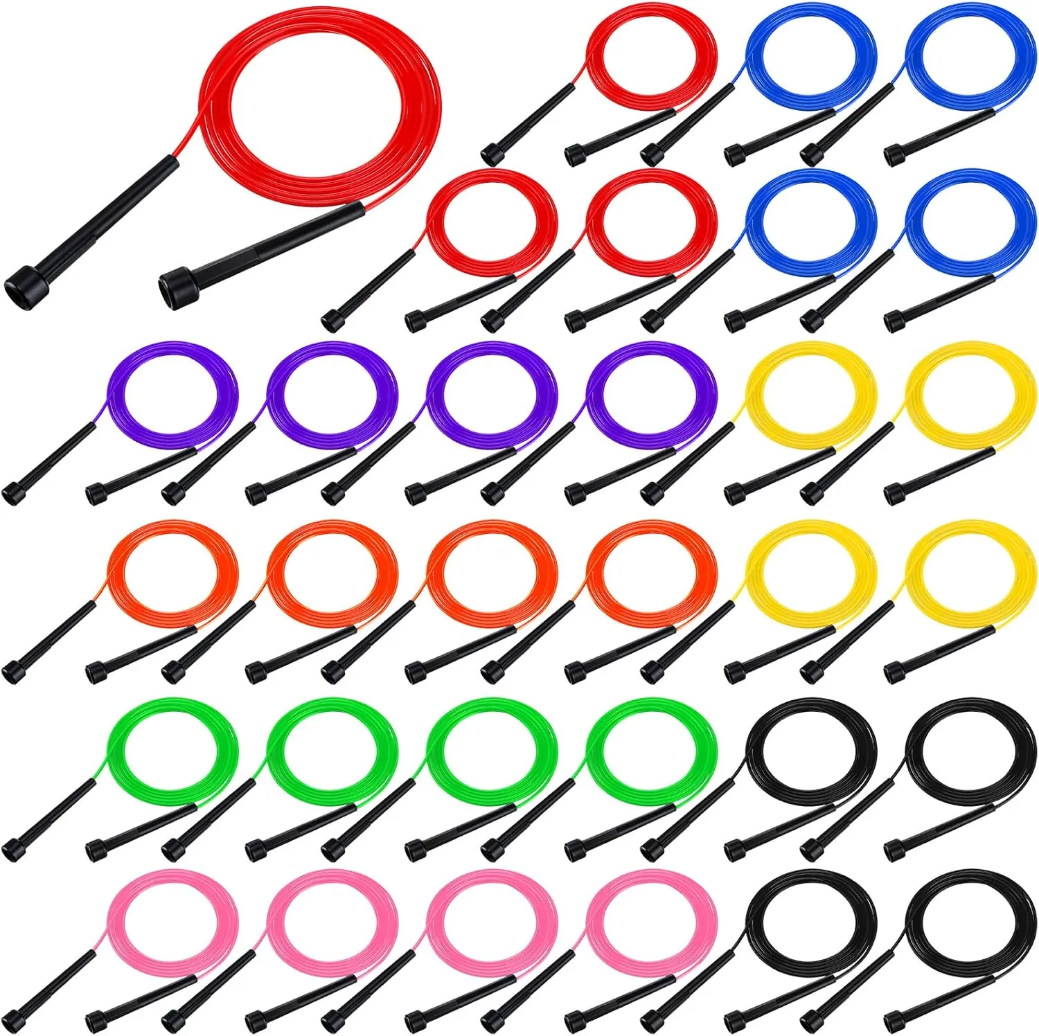 Xinnun 32 Pcs PVC Jump Ropes for Fitness 9.2 ft Adjustable Skipping Rope Versatile Unbreakable Rope with Plastic Handle for Women Men Endurance Training Cardio Exercise Workout