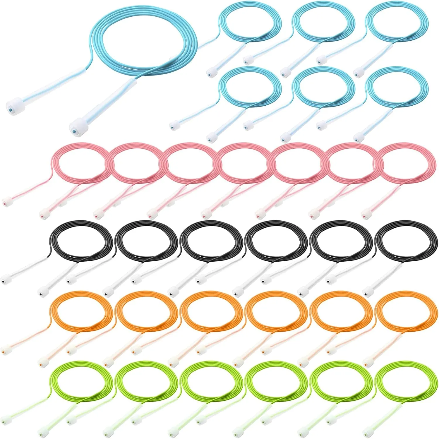 Xinnun 32 Pcs PVC Jump Ropes for Fitness 9.2 ft Adjustable Skipping Rope Versatile Unbreakable Rope with Plastic Handle for Women Men Endurance Training Cardio Exercise Workout