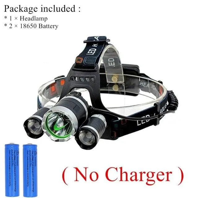 XML T6 3 LED Headlamp Flashlight Waterproof LED Head Lamp Light 4 Mode Torch Headlight Use 18650 Battery For Outdoor Camping