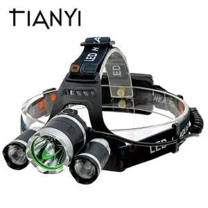 XML T6 3 LED Headlamp Flashlight Waterproof LED Head Lamp Light 4 Mode Torch Headlight Use 18650 Battery For Outdoor Camping