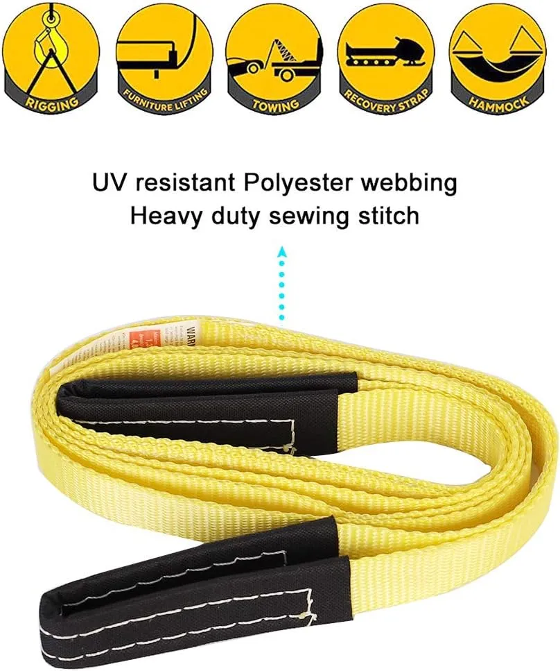 XSTRAP STANDARD Heavy-Duty 4,000 LB Breaking Strength 65 FT Rope Hoist with 2PK 8 FT Lift Sling (Black)