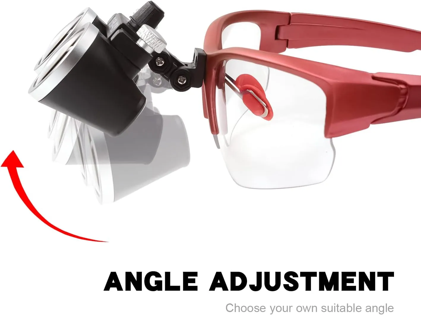 XUX Binocular Loupes 2.5X 3.5X Magnifier with 5W Headlight Yellow Filter 320-420mm Working Distance Rechargeable Cloth Case (Red, 3.5X)