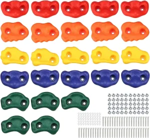 Yaegoo 25PCS Climbing Holds for Kids, Rock Wall Climbing Kit with Mounting Hardware, Climbing Rock Wall Holds for Indoor and Outdoor Playground Play Set