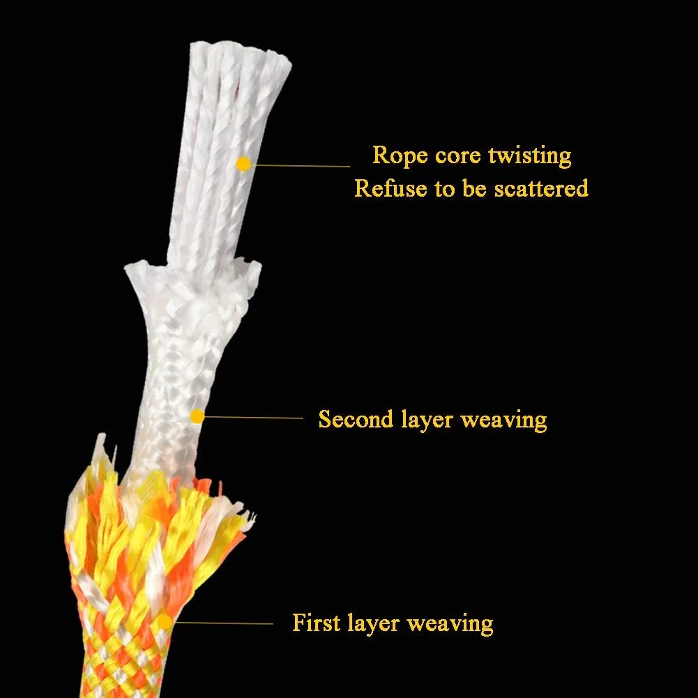 Yellow 12/14/16mm Outdoor High-Altitude Operation Wear-Resistant Rope Length 10M/20M/30M/50M/80M/100M(Size:14mm 30M)