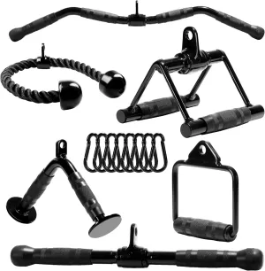 Yes4All Cable Machine Attachment Set, Heavy-Duty 880 Lb LAT Pulldown Attachments, Cable Attachments for Gym, Rubber Handle for Secure Grip, 360° Rotation