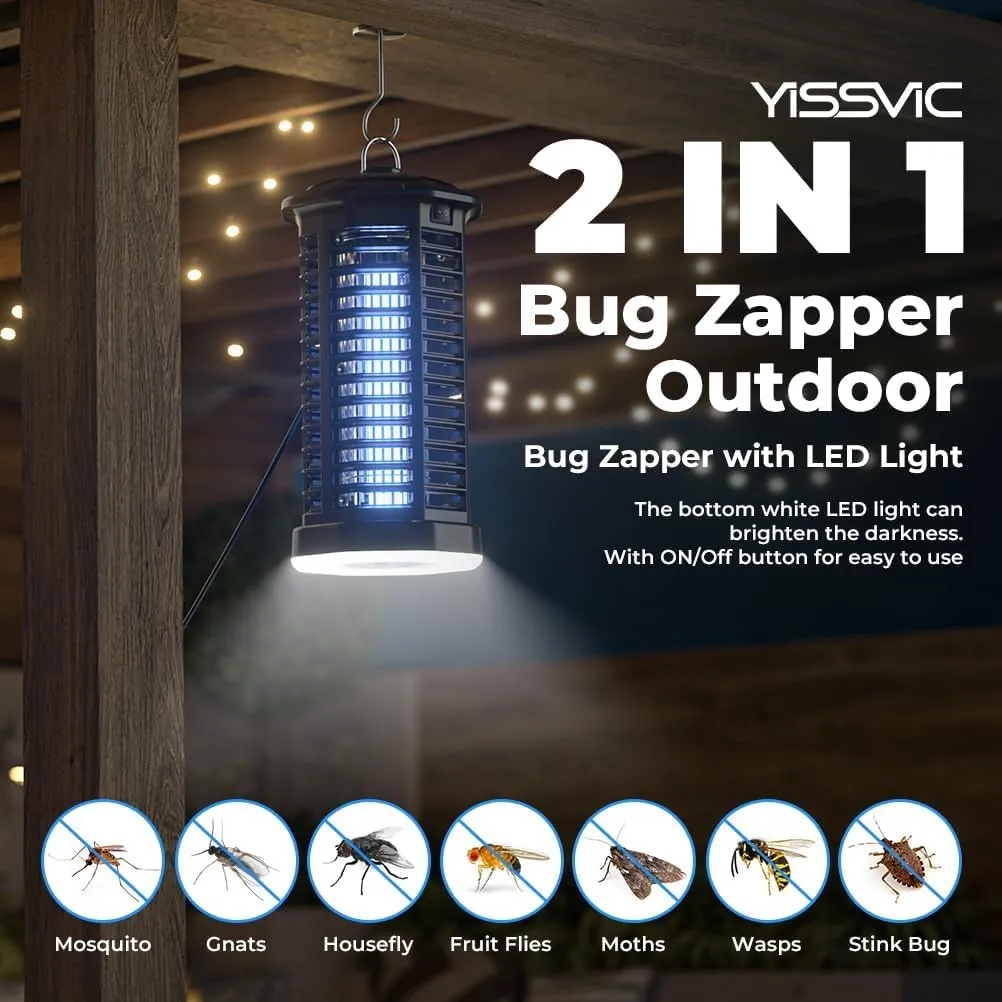 YISSVIC Bug Zapper Outdoor Indoor Waterproof Electric Mosquito Lamp Fly Zapper Killer Effective 4200V Plug in for Home Patio Office Courtyard