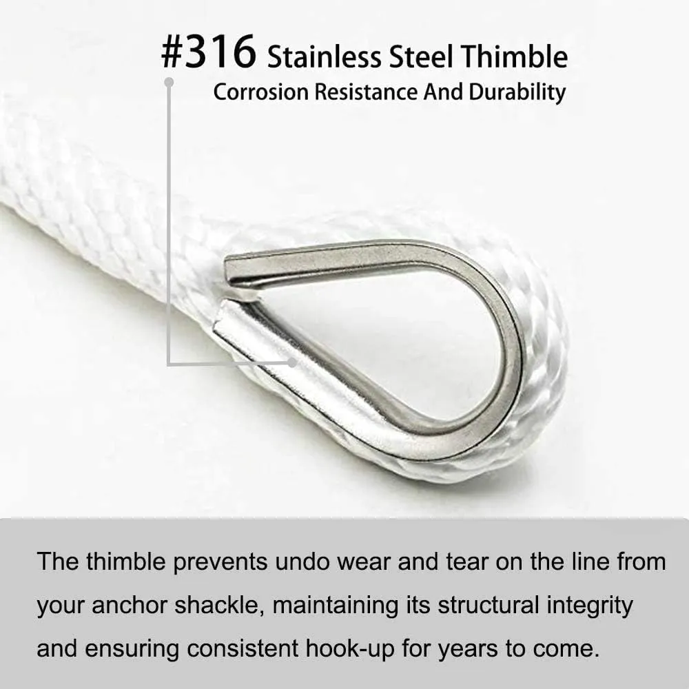 Young Marine Premium Solid Braid MFP Anchor Line Braided Anchor Rope/Line with Thimble