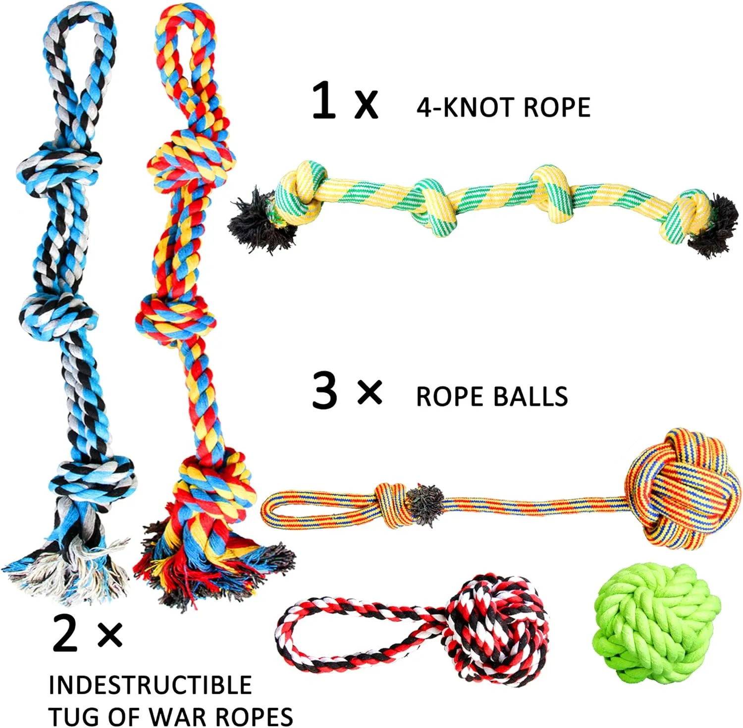 Youngever 6 Pack Large Dog Rope Toys, Chew Toys
