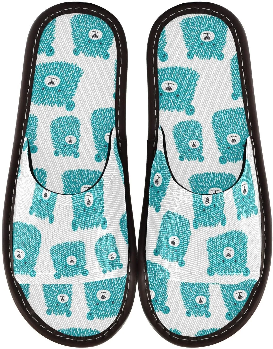 Yuiboo Cute Green Bears Head Womens Spa Shower Slippers Ultralight Beach Sandals for Travel Travel Indoor