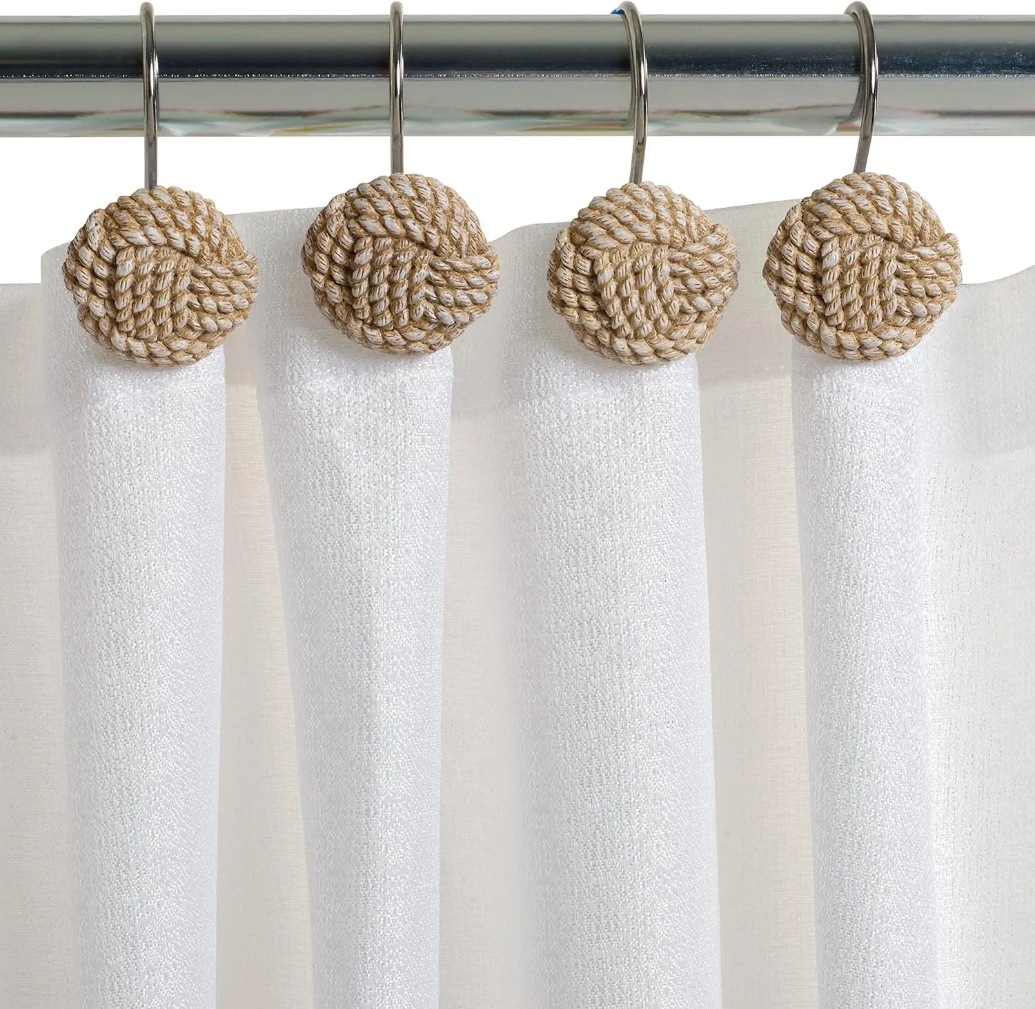 Zenna Home Shower Curtain Hooks Seaside Serenity Bath Accessories, Off-White