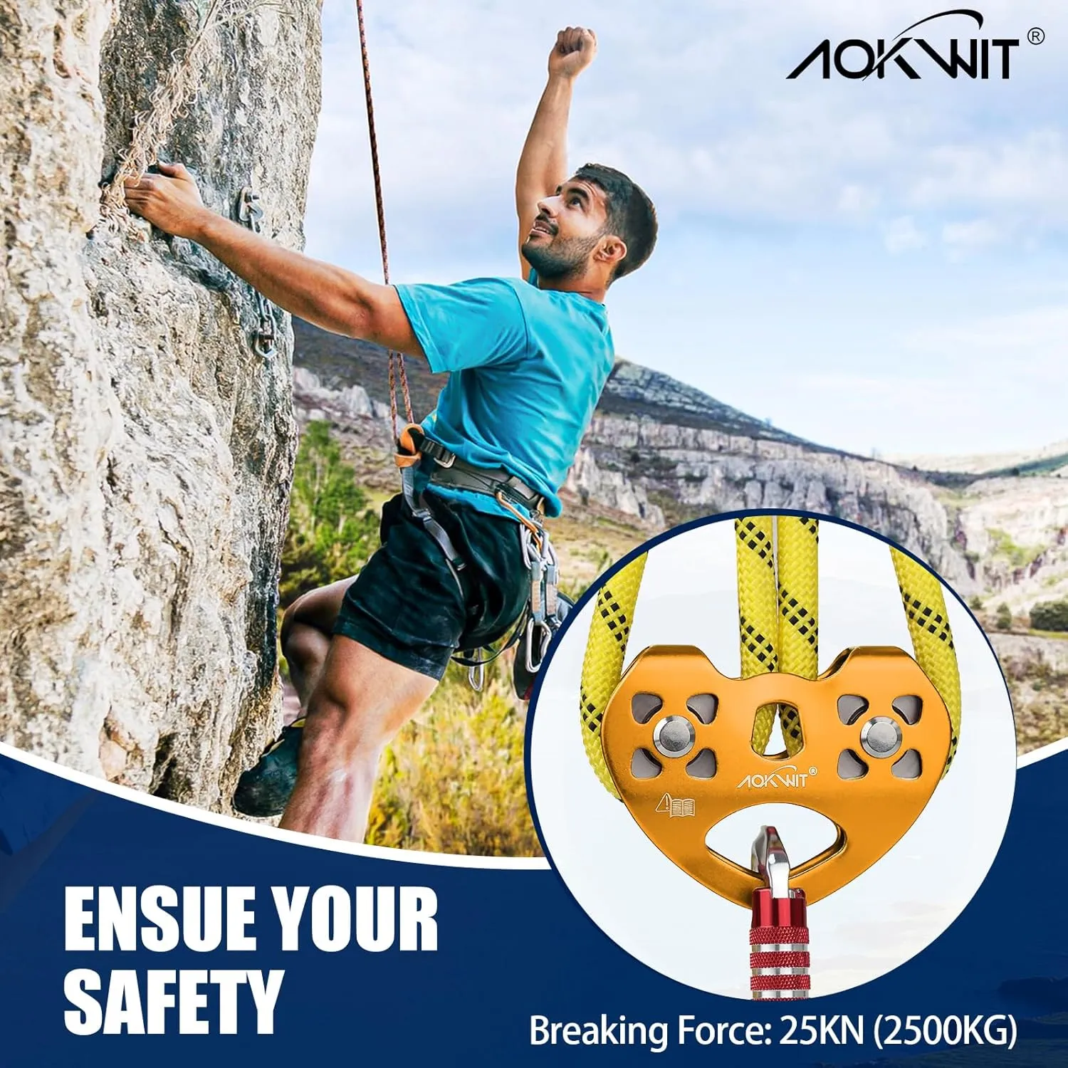 Zipline Pulley 25kn Aluminum Stainless Steel Roller Double Tandem Dual Trolley Ropes 8-13mm Climbing Pulley Cable Rope Heavy Duty for Rescue Hauling Backyard Zipline Rigging Rock Climbing Gear