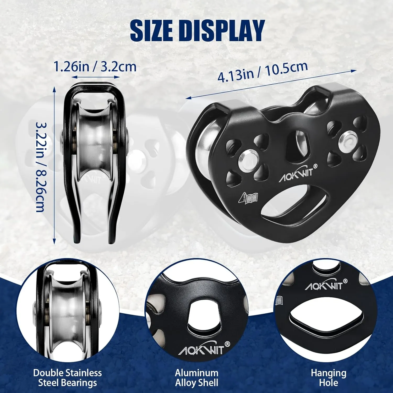 Zipline Pulley 25kn Aluminum Stainless Steel Roller Double Tandem Dual Trolley Ropes 8-13mm Climbing Pulley Cable Rope Heavy Duty for Rescue Hauling Backyard Zipline Rigging Rock Climbing Gear