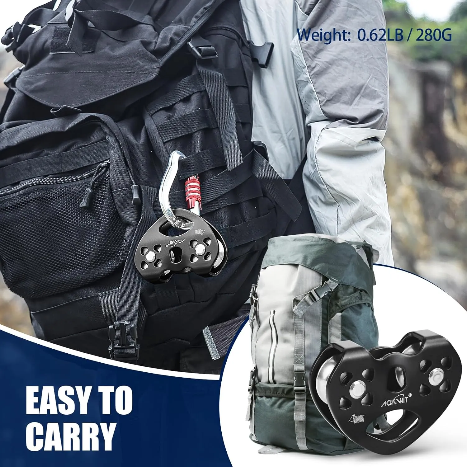 Zipline Pulley 25kn Aluminum Stainless Steel Roller Double Tandem Dual Trolley Ropes 8-13mm Climbing Pulley Cable Rope Heavy Duty for Rescue Hauling Backyard Zipline Rigging Rock Climbing Gear