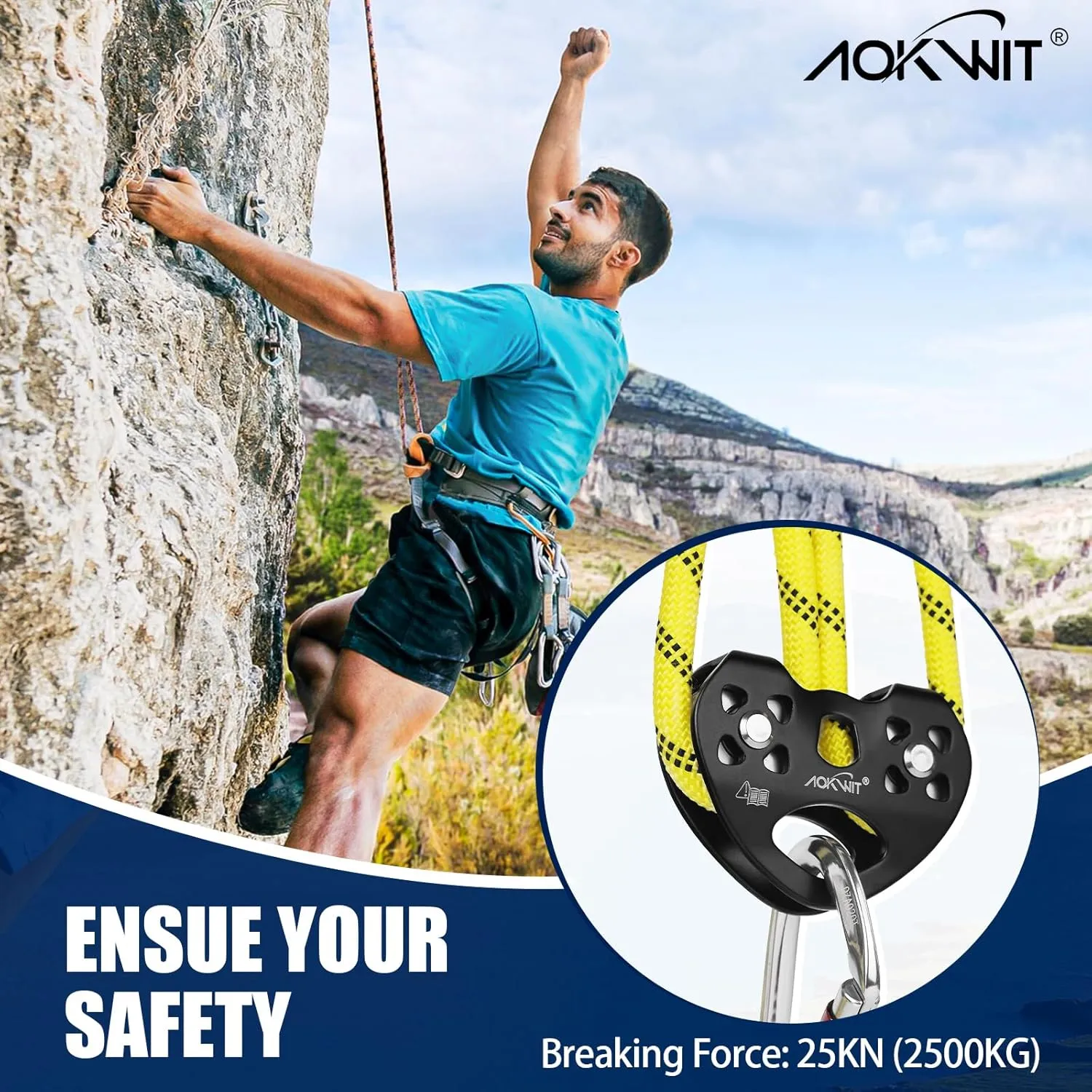 Zipline Pulley 25kn Aluminum Stainless Steel Roller Double Tandem Dual Trolley Ropes 8-13mm Climbing Pulley Cable Rope Heavy Duty for Rescue Hauling Backyard Zipline Rigging Rock Climbing Gear