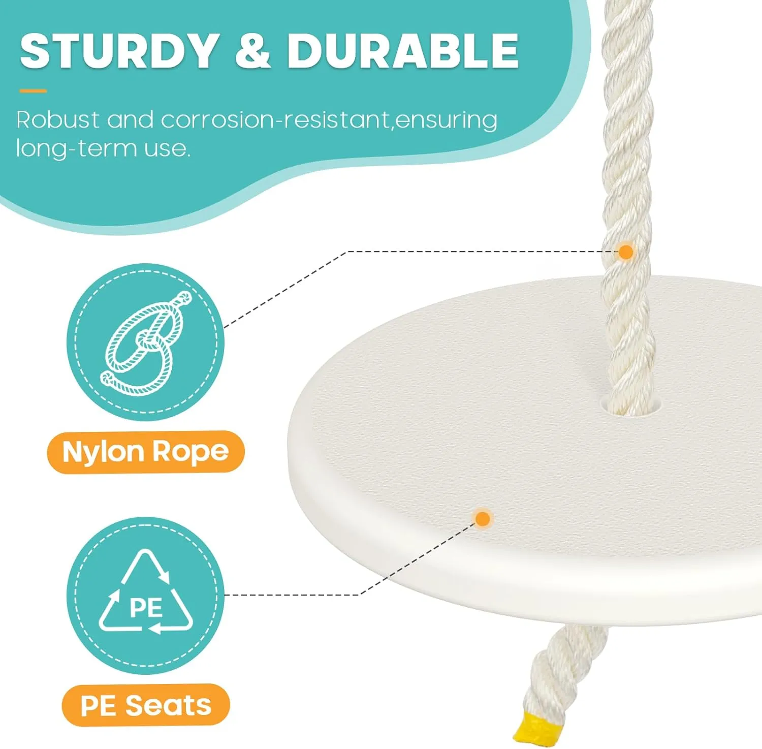 Zipline Seat for Kids and Adults, Zip Line Replacement Seat for Kids and Adults, Zip Line Accessories with Carabiner & Adjustable Nylon Rope