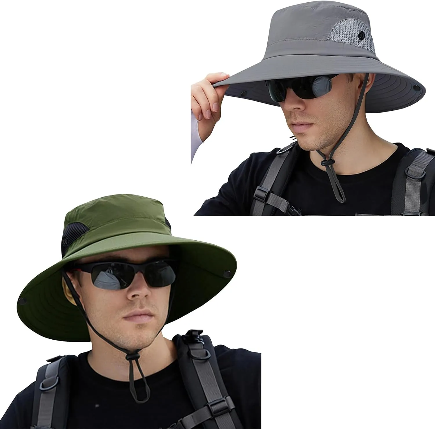 ZOORON Sun Hats for Men Women, Wide Brim Bucket Hats UV Protection UPF50  Waterproof Boonie Hats for Fishing Hiking Camping