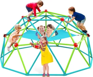 Zupapa Climbing Dome with Hammock, Supports up to 1000lbs Jungle Gym,10FT Dome Climber with Hammock for Kids 3 to 10 Outdoor Play Equipment