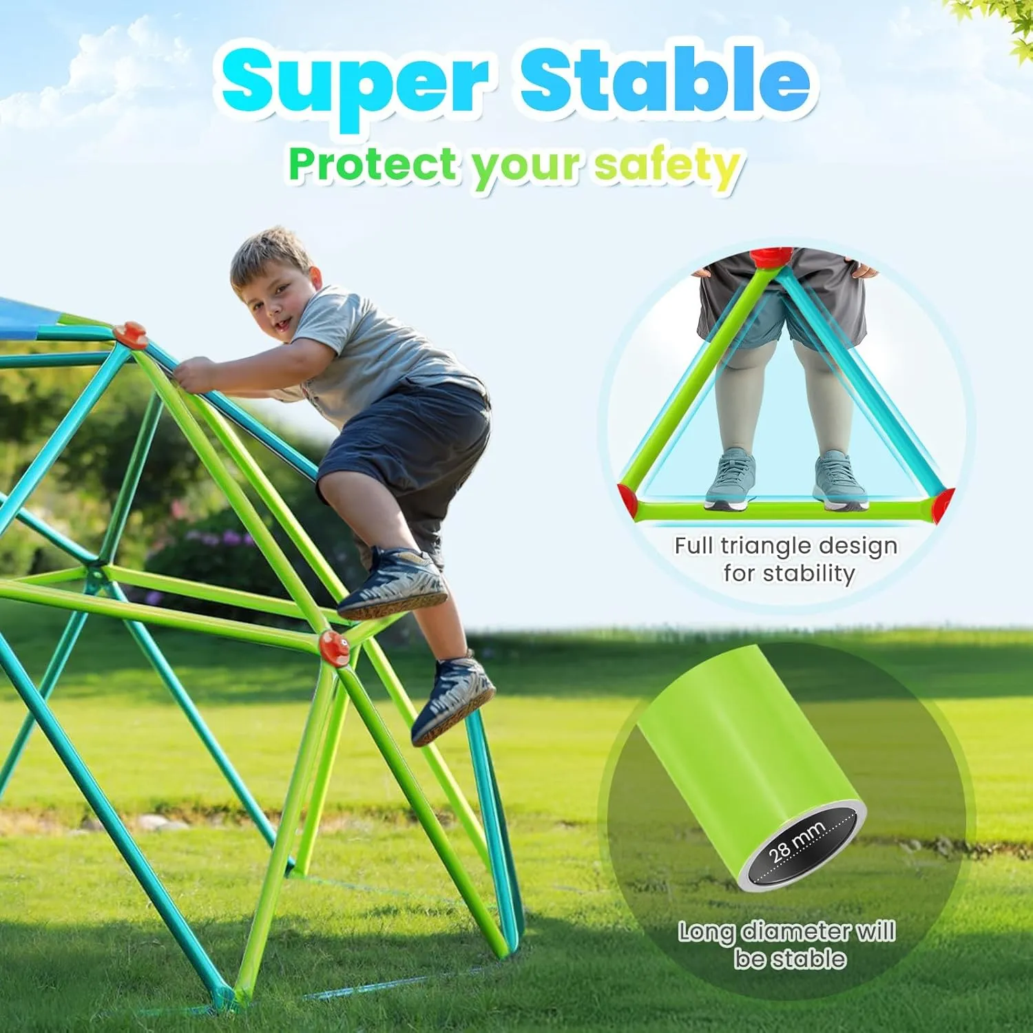 Zupapa Climbing Dome with Hammock, Supports up to 1000lbs Jungle Gym,10FT Dome Climber with Hammock for Kids 3 to 10 Outdoor Play Equipment
